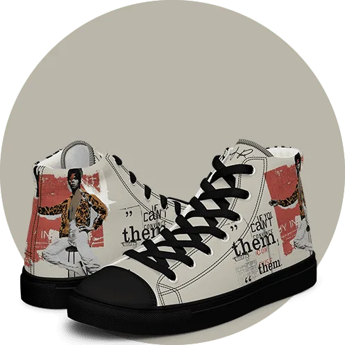 Bowie - sneaker montante en toile personnalisee, collection Rock remember