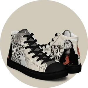 Peter - sneaker montante en toile personnalisee, collection Rock remember